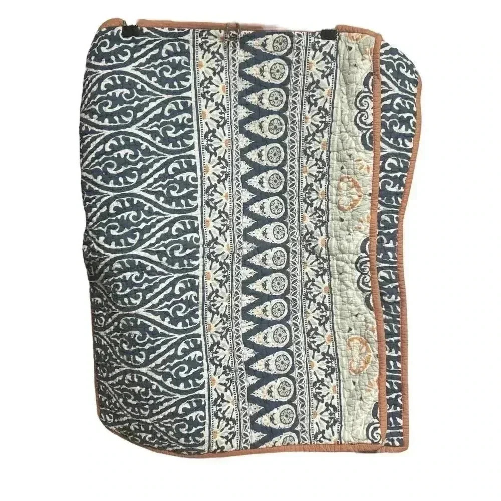 Pottery Barn Pia Medallion Cotton Shams(2) gray orange blue